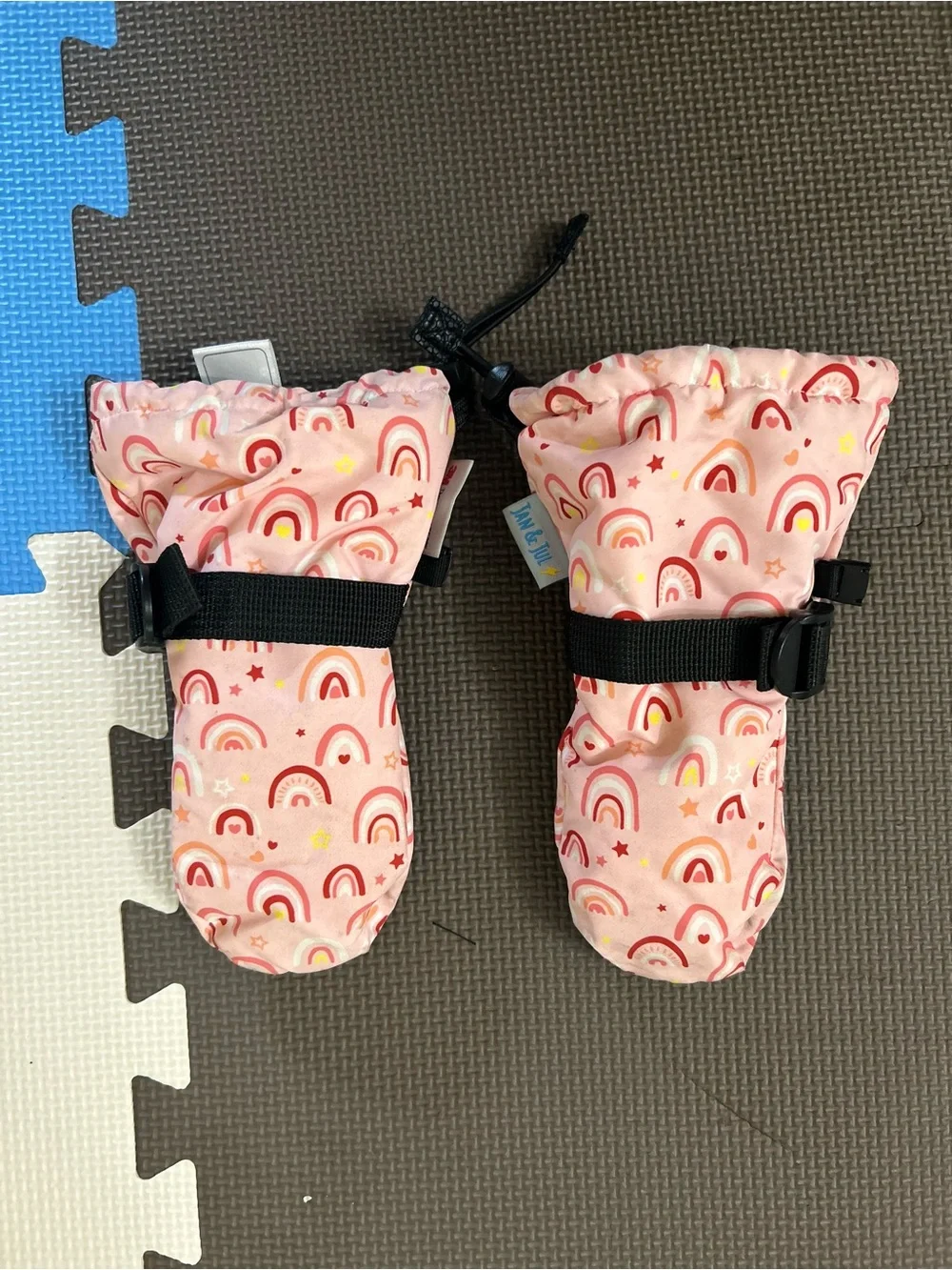 Kids Pink Rainbow Mittens - Jan & Jul